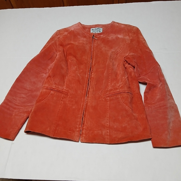 David Brooks Vintage Suede Leather Zip-up Jacket Blazer Sz M Paprika Orange-Red - Picture 1 of 11
